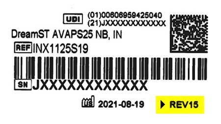 Ejemplo de etiqueta del producto con el código de reparación