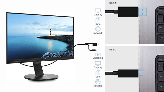 Monitores con base USB-C