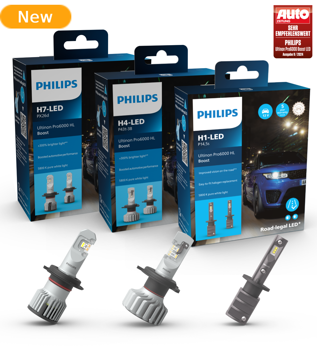 Lampadina LED Di Segnalazione PHILIPS Ultinon Pro6000 W21W – Bianco 6000K 12V, Plug And Play, Durata 5000 Ore, Confezione Da 2, Sostituzione Semplice