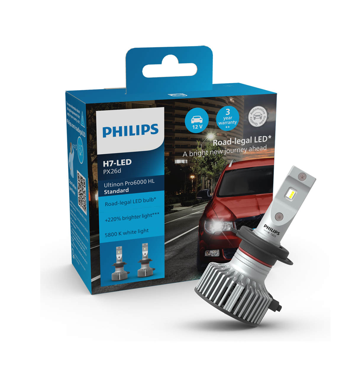 Lampara Philips H7 LED Ultinon Pro6000 12V // 18W // casquillo P43t-38 –  Moto Recambios Alicante